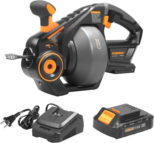 Lavello da cucina, 18 V, 7,6M Trivella di Scarico Elettrica, Pulitore di scarico senza fili per WC, Max 20V, Tubo 1,9-5CM, 7,6 M