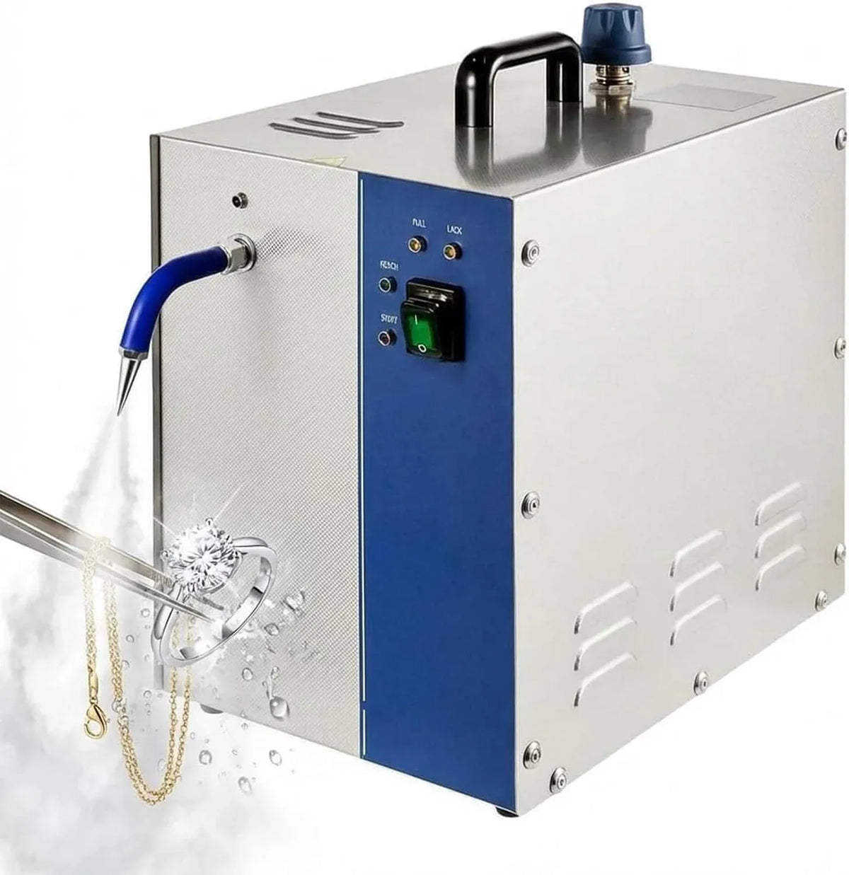 Pulitore a vapore, 4 L, professionale, acciaio inox, argento, Macchina per La Pulizia A Vapore di Gioielli in Argento 4L