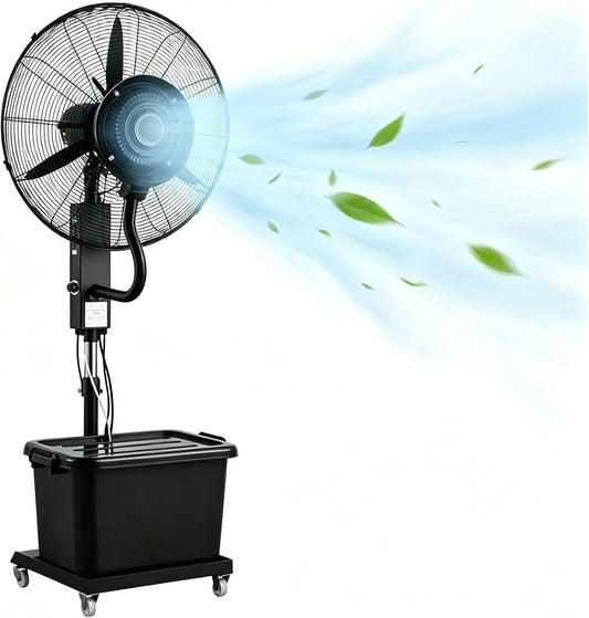 Ventilatore 81cm/32in, 200cm, 42 L, esterno, industriale, 3 velocità, oscillazione, Altezza Regolabile 160‑200cm, Oscillazione 90°