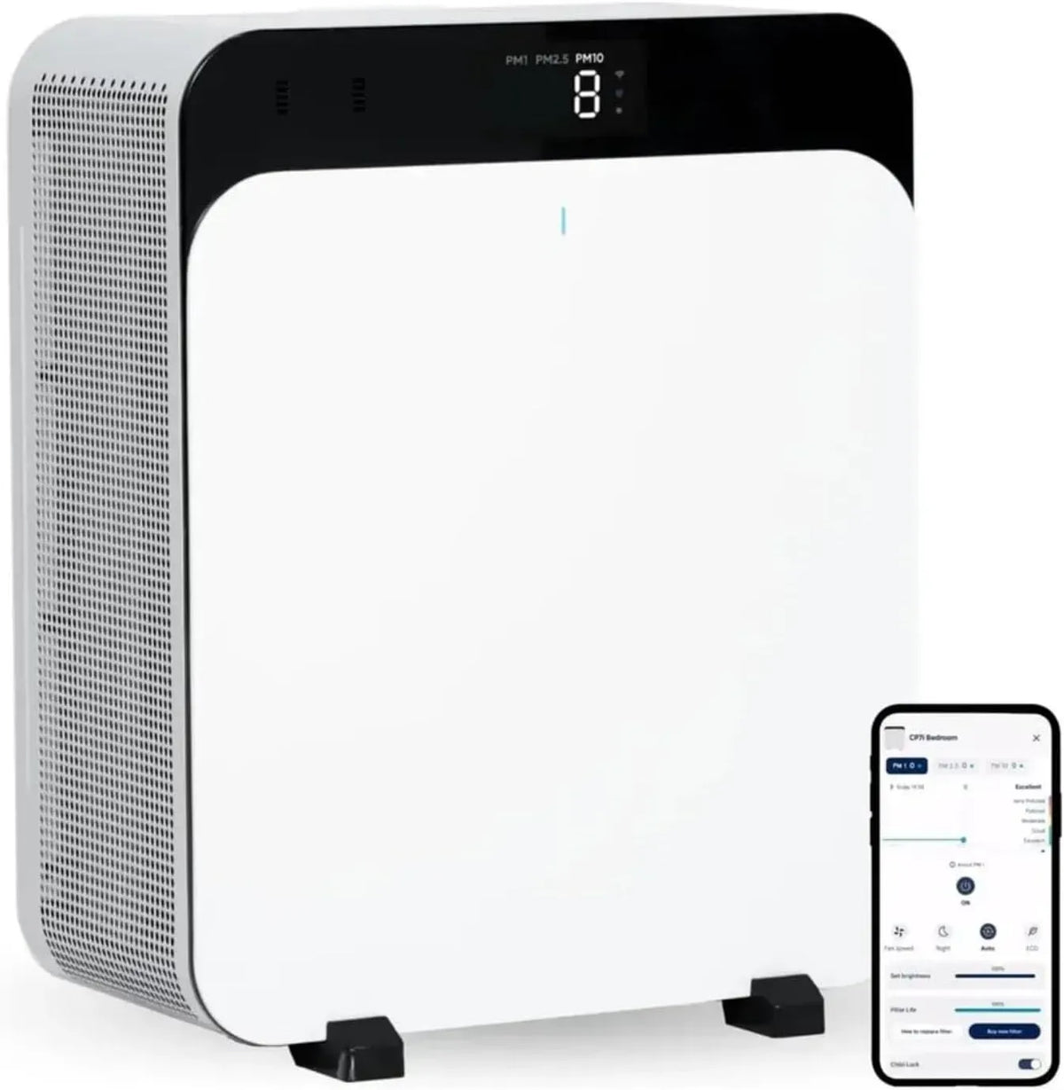 Purificatore d'aria, BLUEAIR CP7i, depuratore d'aria, Purificatore d'aria Premium per ambienti fino a 131 m²