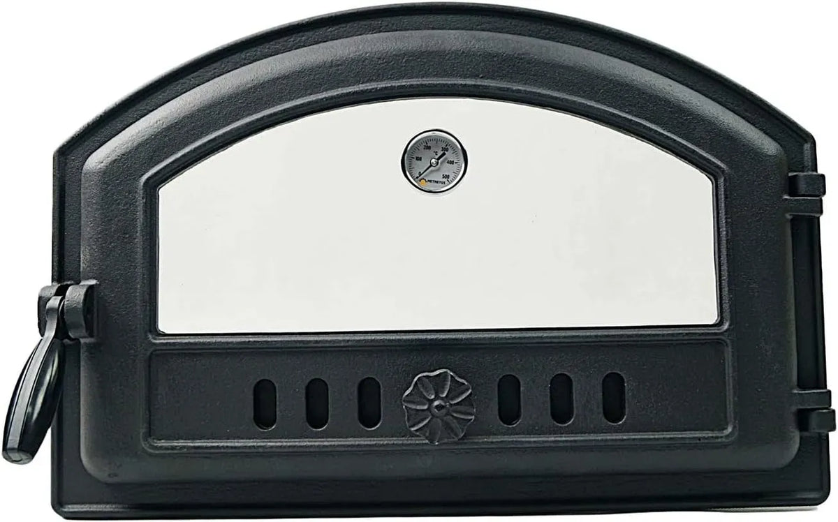 Forno elettrico per pizza, ghisa, forno da cucina, Termometro, Porta in Ghisa per Forno a Legna con Vetro e Termometro