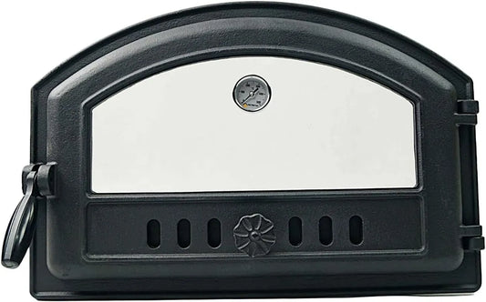 Forno elettrico per pizza, ghisa, forno da cucina, Termometro, Porta in Ghisa per Forno a Legna con Vetro e Termometro