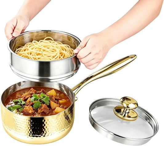Pentola e padella, acciaio inox, utensile da cucina, Pentola per salse in acciaio inox con beccuccio e vaporiera