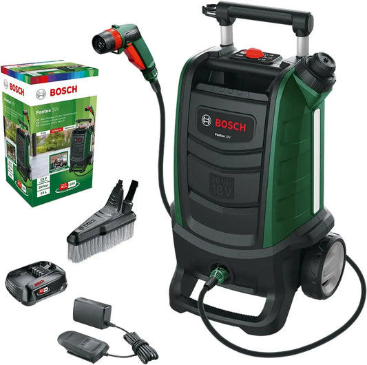 Bosch Idropulitrice, 18 V, esterno, pulitrice ad alta pressione, Idropulitrice per esterno a batteria Fontus 18V