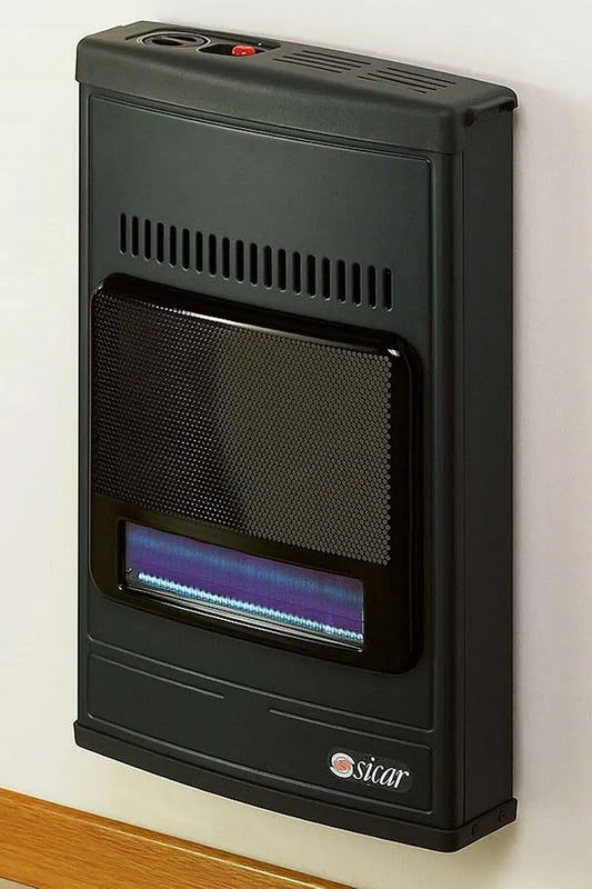 ECO 95 1 STUFA BLU FLAME GAS metano POTENZA 4100 W MOD DA PARETE O PIEDI DA APPOGGIO MARCA SICAR COLORE GRIGIO