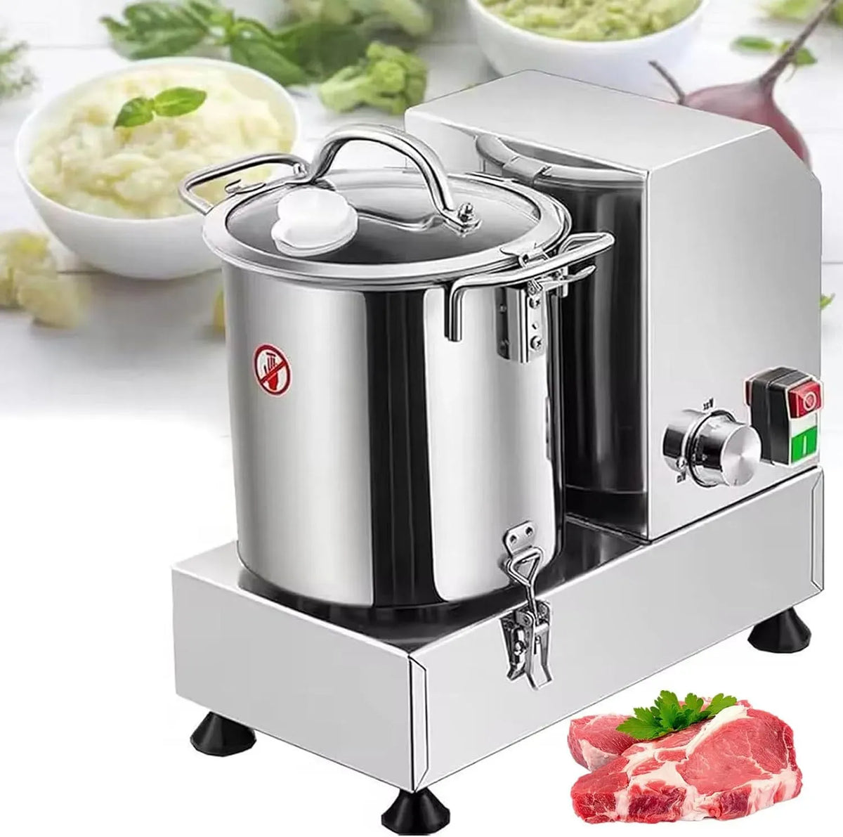 Robot da cucina, 9 L, professionale, acciaio inox, frullatore Elettrico in Acciaio Inox per Patate, Zenzero e Cavolo 9L