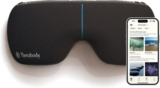 Maschera oculare riscaldante, Therabody, maschera oscurante per il sonno & massaggio delle tempie per relax personalizzato e sollievo dal mal di testa