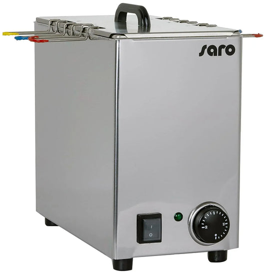 Cuociuova, DAMO, per 6 uova, temperatura da 0 a 90 °C, da 1,2 kW, in acciaio inox, con termostato regolatore e di sicurezza, SARO DAMO