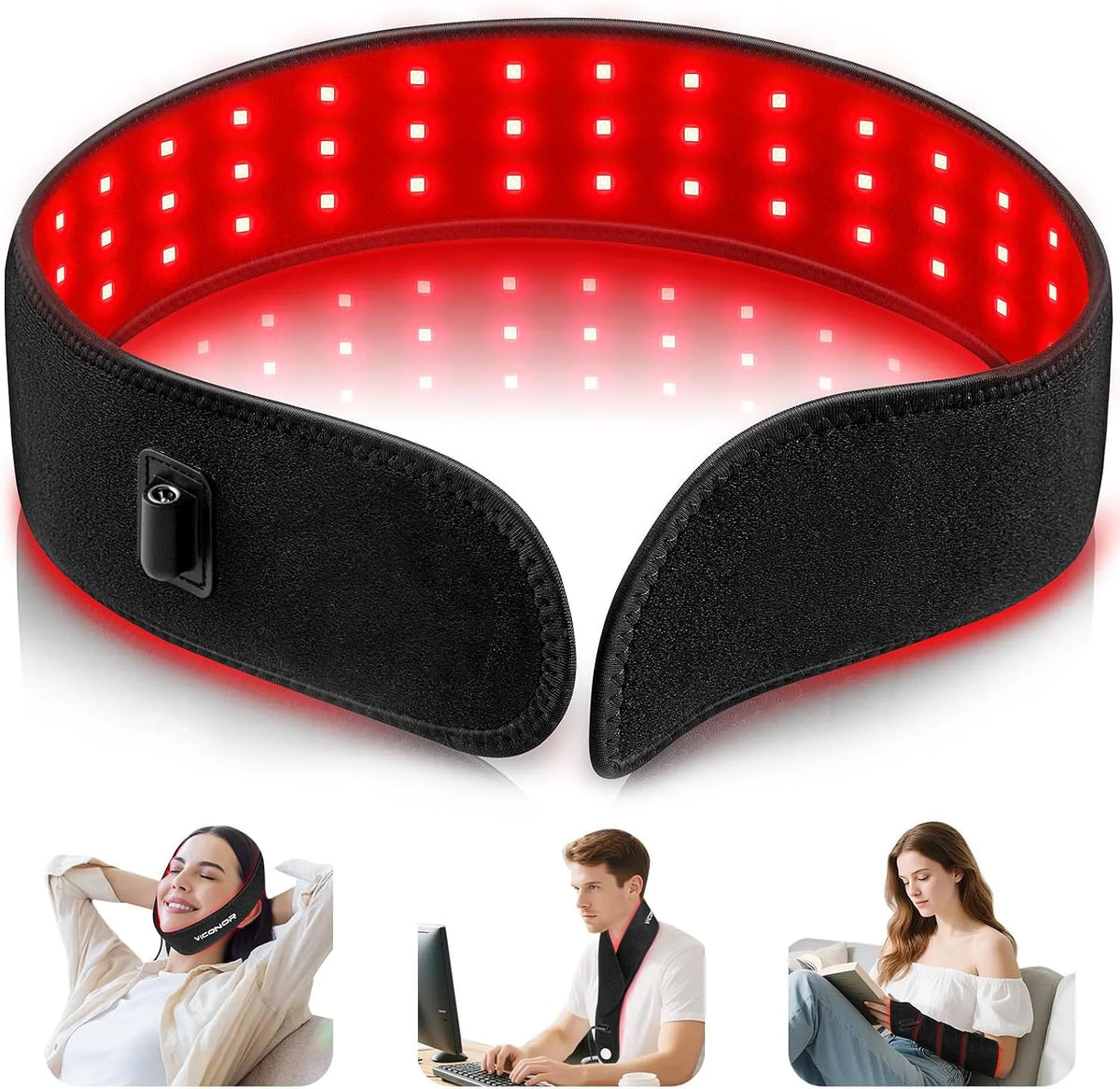per mento, Cintura per terapia della luce rossa per corpo, 15 W, terapia della luce a infrarossi vicini per viso, collo