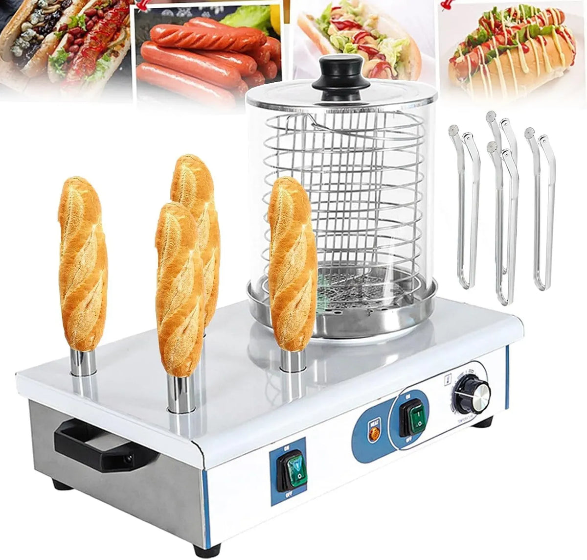 4-Stick Macchina per Hot, piastra per panini e sandwich, professionale, per Hot Dog Scalda Panini
