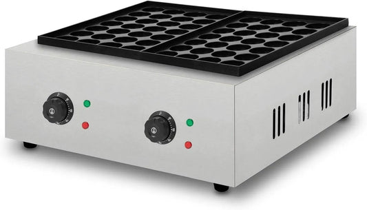 Padella grill, 4000 W, VERTES, ghisa, rivestimento antiaderente, 2 zone di temperatura, acciaio inox, 56 cavità rotonde, 2x Temperatura a 300 °C