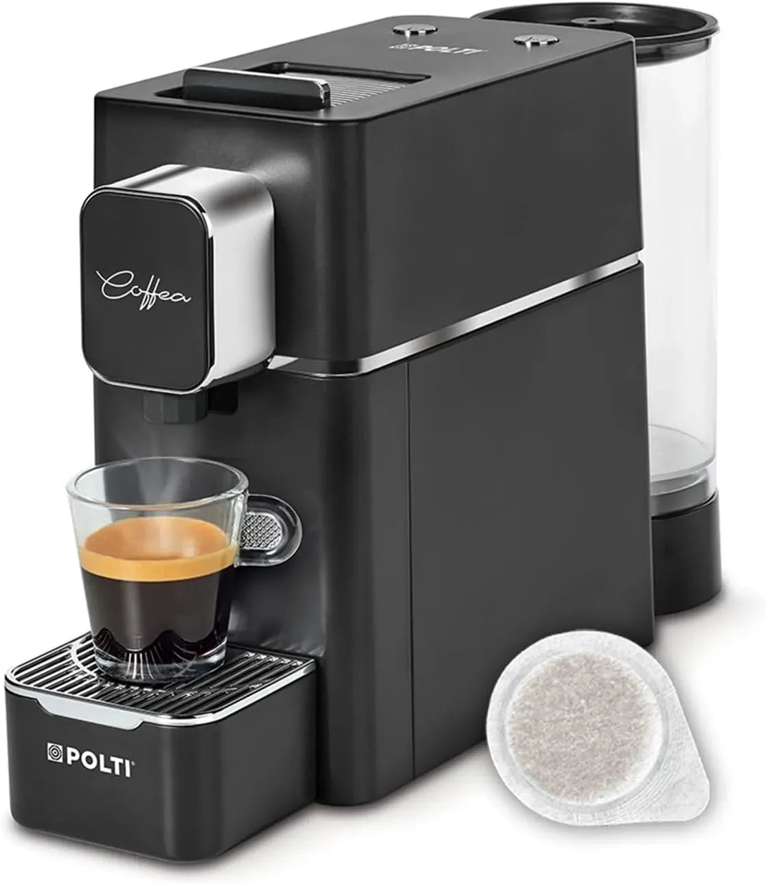 S15B Macchina per Caff, Pompa, macchina da caffè elettrica, 0.85 L, 44 mm, 19 Bar, ampio serbatoio, nero, per Caffè Espresso, Polti