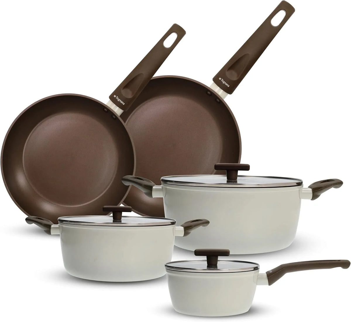 set di pentole e padelle, Batteria, 8 pezzi, grigio, alluminio