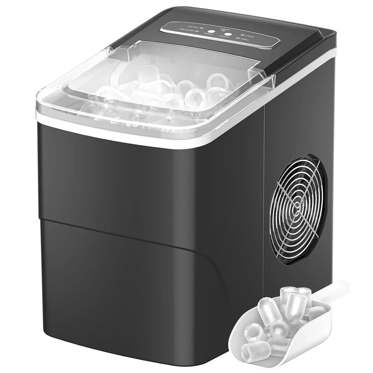 Macchina del ghiaccio 12KG/24h, 2.2 L, professionale, nero, Ice Maker per Casa/Bar, Pronto in 6-9 Minuti