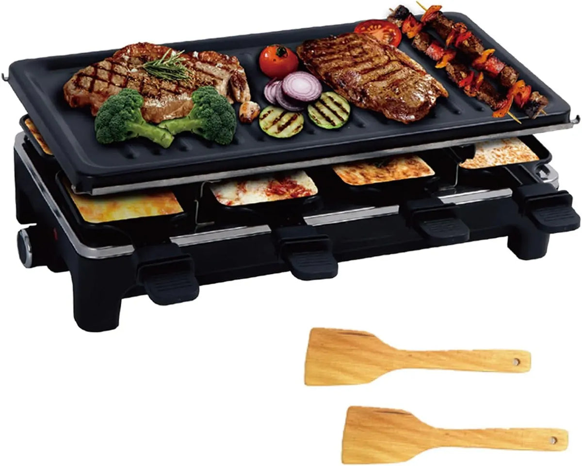 Grill, 1500 W, Raclette Elettrica, Grill Elettrico 1500W con 8 Padelline