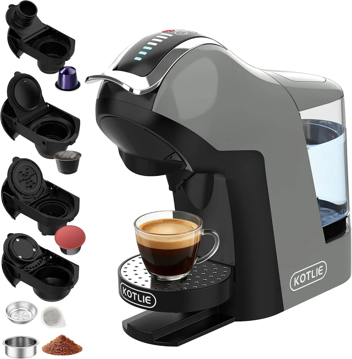 Macchina da caffè, 1 L, KOTLIE EM-308B, ampio serbatoio, 7 livelli di acqua, 3 tempi, serbatoio acqua da 1 L