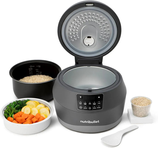12h NBRC605DG Cuociriso, Cooker, cuociriso elettrico, 600 W, 5 programmi, 10 Tazze, grigio