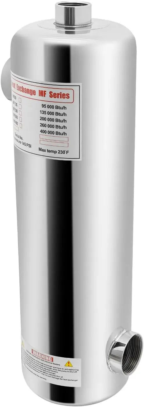 per piscina, Scambiatore di calore, 60 kW, 250 l/min, flusso di acqua calda 30 l/min, per piscine, vasche idromassaggio