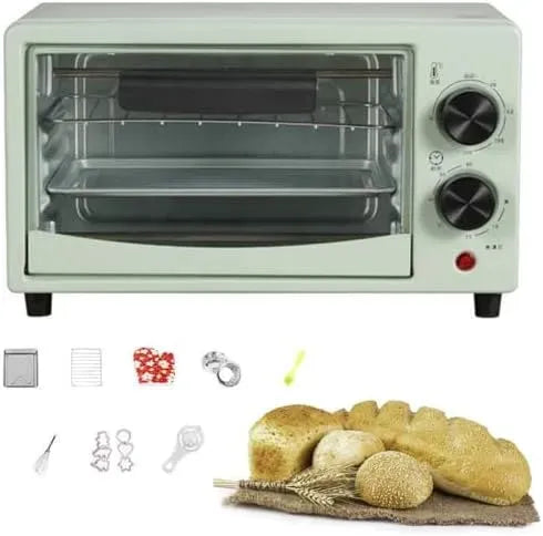 Forno elettrico 0-230C, 12 L, verde, forno da cucina, tostapato Compatto a convezione da convetto con Temp Regolabile